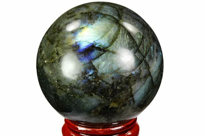 Flashy, Polished Labradorite Sphere - Great Color Play #105734